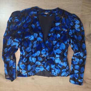 Vintage Burnout Velvet Floral Jacket with Statement Sleeves